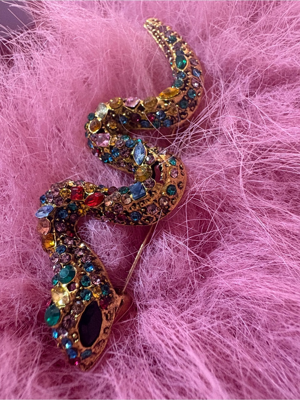 Multicolor Crystal Snake Brooch Pin - Women Jewelry